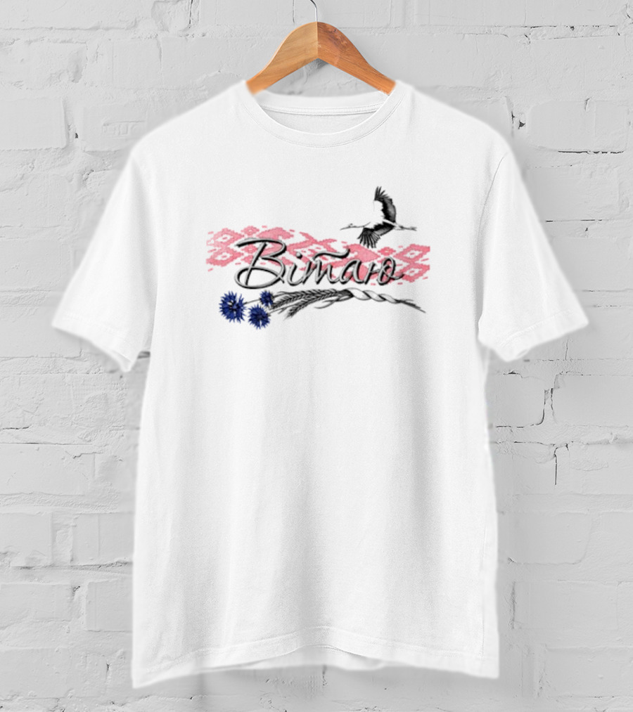 Belarusian Bird With Pink Pattern And Blue Flowers T-Shirt