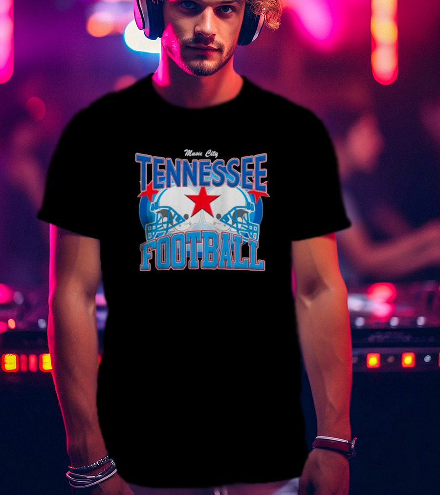 Music City Tennessee Football Helmets Star T-Shirt