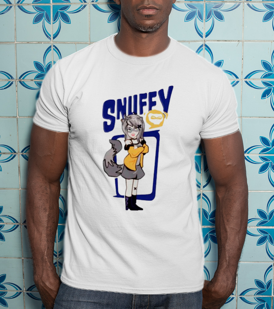 Snuffy Raccoon Character In Orange And Grey Outfit With Tail And Ears T-Shirt