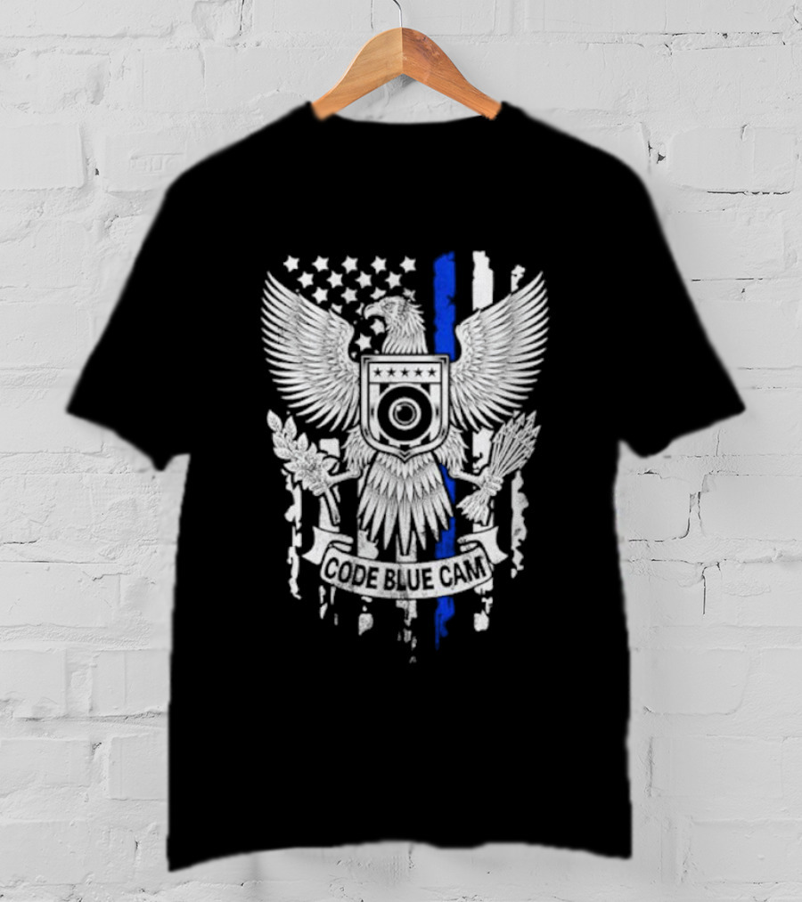 Code Blue Cam Eagle With USA Flag Elements And Thin Blue Line T-Shirt