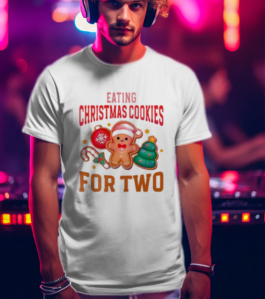 Eating Christmas Cookies For Two Gingerbread Tree Ornaments T-Shirt
