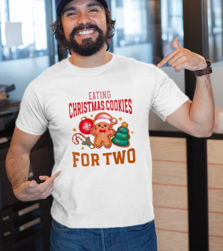 Eating Christmas Cookies For Two Gingerbread Tree Ornaments T-Shirt