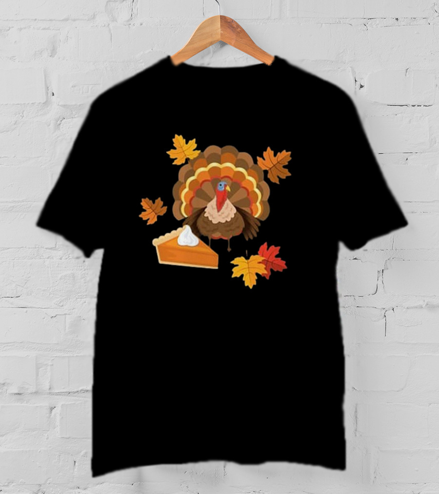 Turkey And Pie With Autumn Leaves T-Shirt