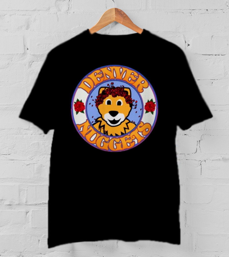 Denver Nuggets Bear Head Surrounded By Red Roses T-Shirt