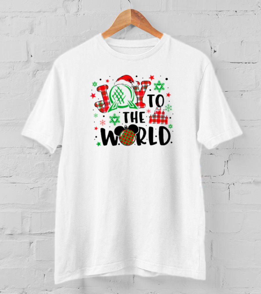 Joy To The World Disney Castle Mickey Epcot Holiday T-Shirt