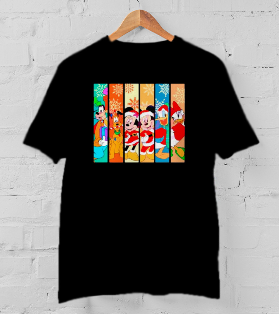 Mickey And Friends Christmas Santa Snowflakes Festive Vibe T-Shirt