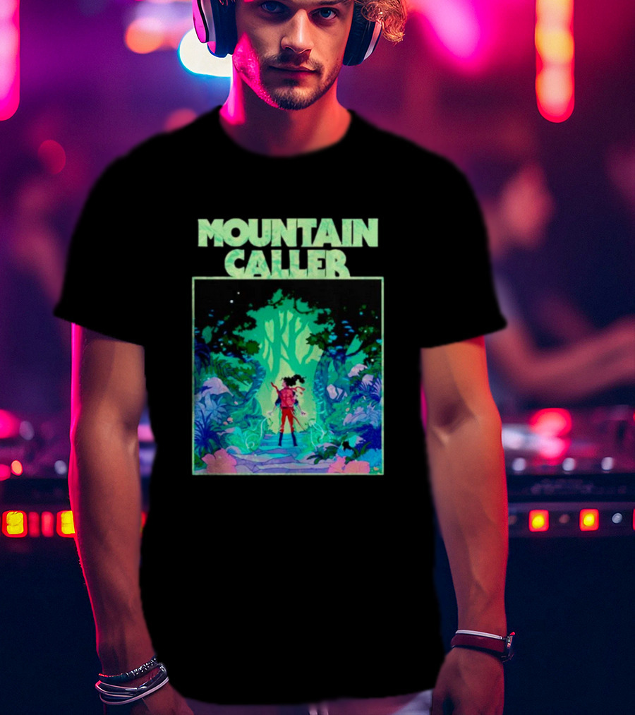 Mountain Caller Green Leaves Enchanted Forest Explorer T-Shirt