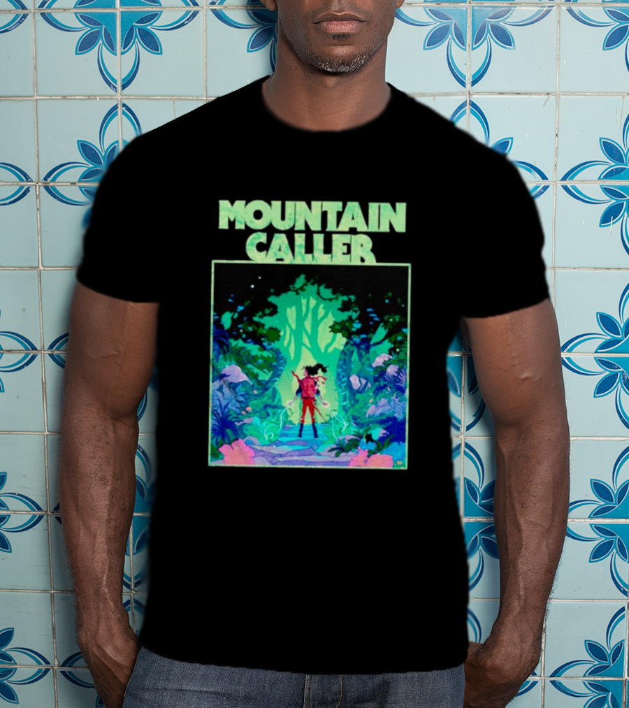 Mountain Caller Green Leaves Enchanted Forest Explorer T-Shirt