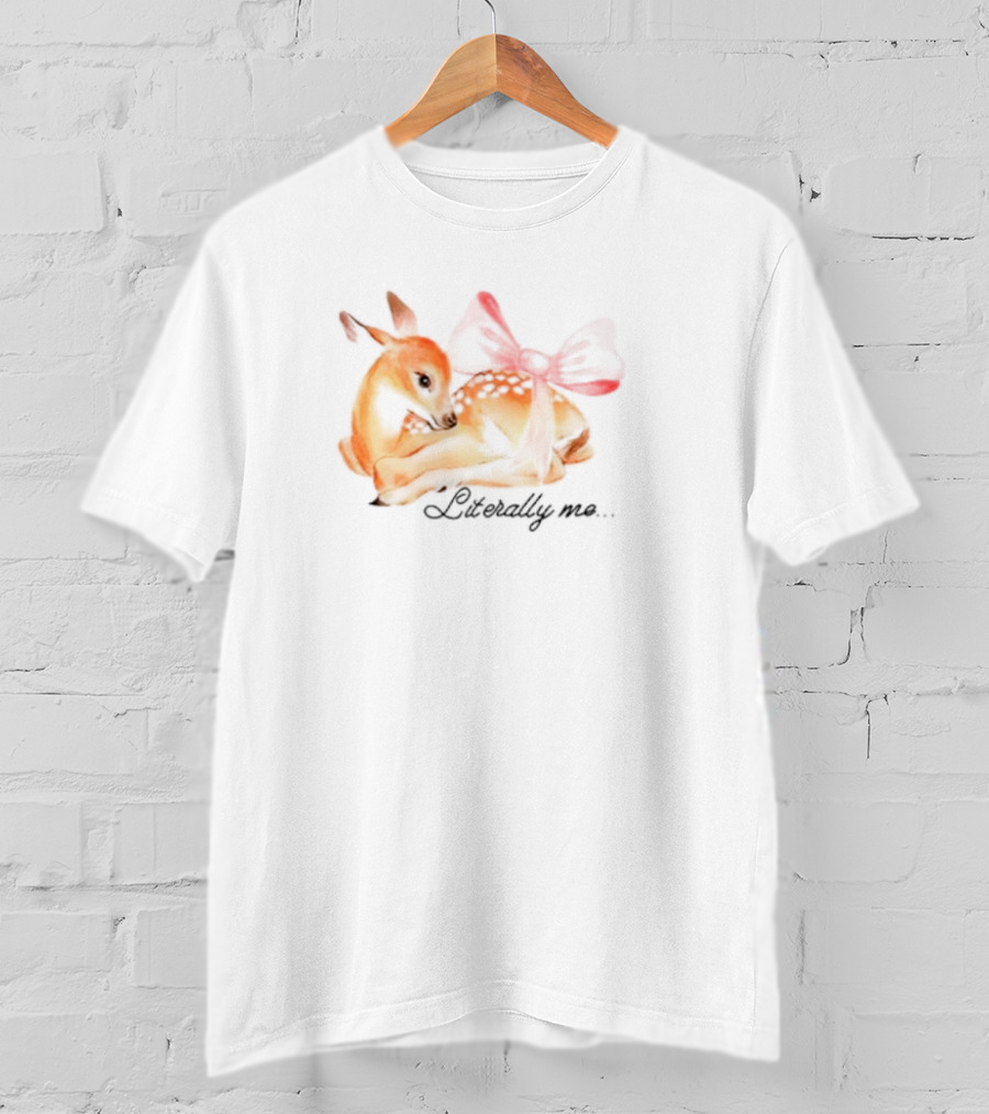 Coquette Fawn With Red Bow Literally Me T-Shirt