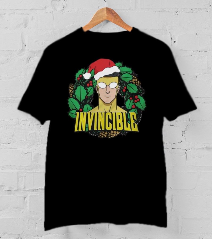 Invincible Mark Grayson Holiday Santa Hat Holly And Pine Cones T-Shirt
