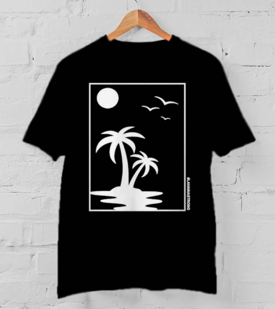 Not Enough Nelsons Lahaina Strong Palm Trees And Birds Scene T-Shirt
