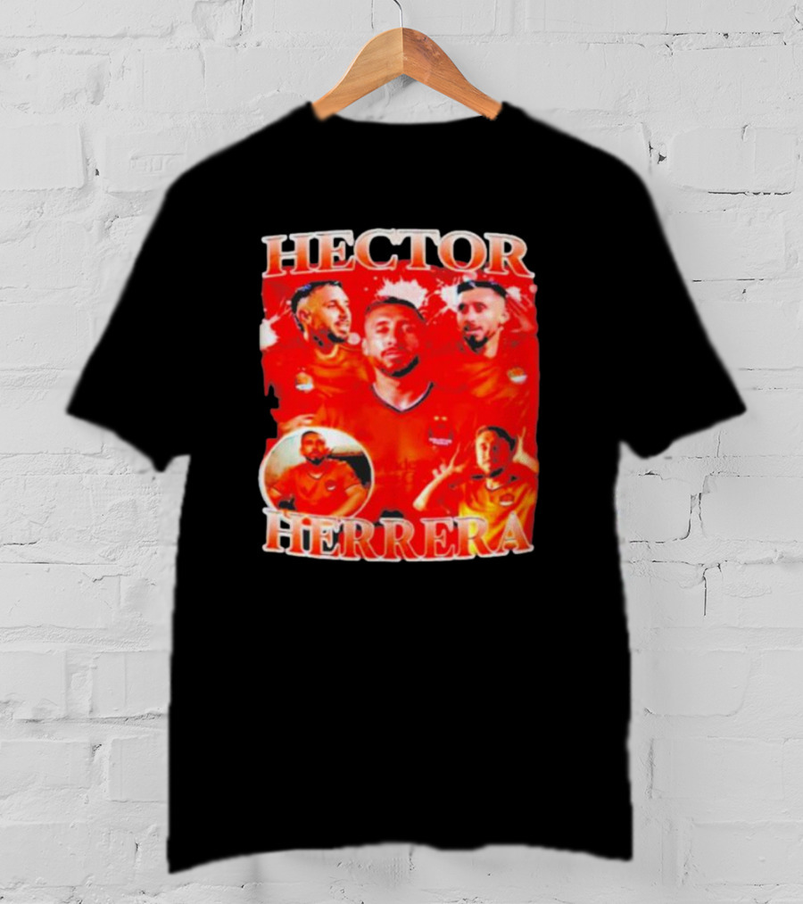 HECTOR HERRERA Red Bootleg Style Portrait Montage T-Shirt