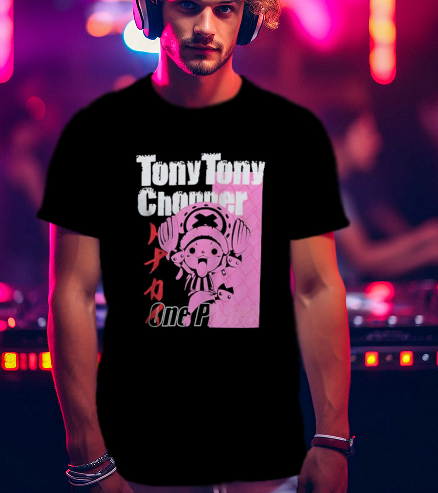 Tony Tony Chopper One Piece Pink Tonal Japanese Text T-Shirt