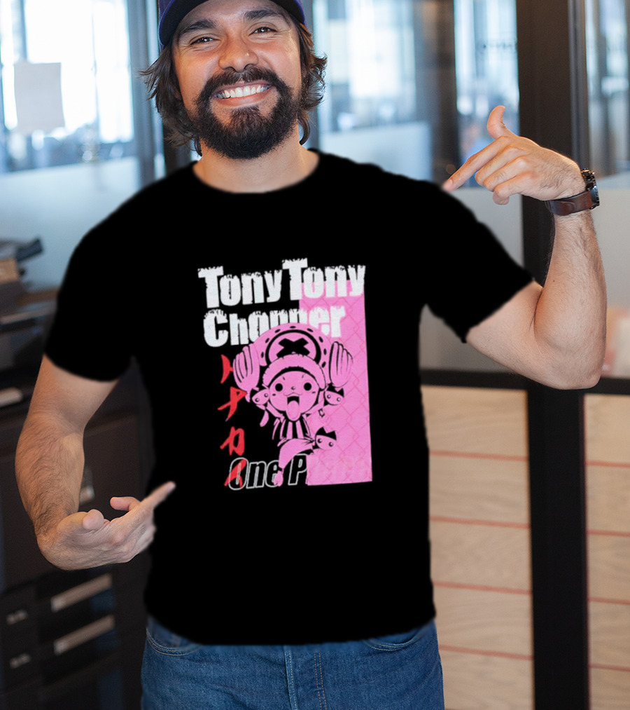 Tony Tony Chopper One Piece Pink Tonal Japanese Text T-Shirt