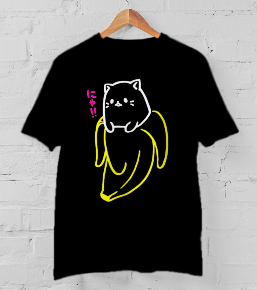 Bananya Crunchyroll Neon Cat Banana Nyanko T-Shirt