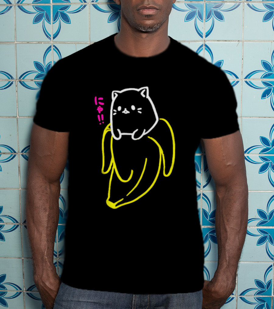 Bananya Crunchyroll Neon Cat Banana Nyanko T-Shirt