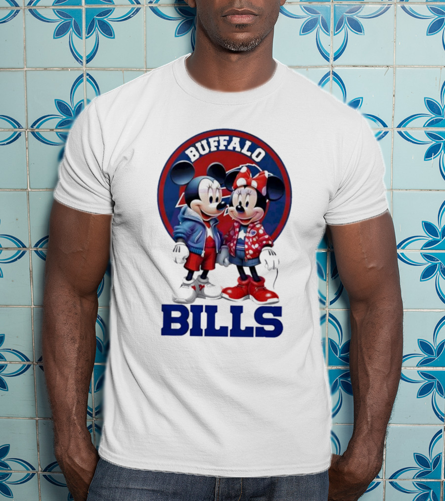 Buffalo Bills Mickey And Minnie Mouse In Team Spirit T-Shirt