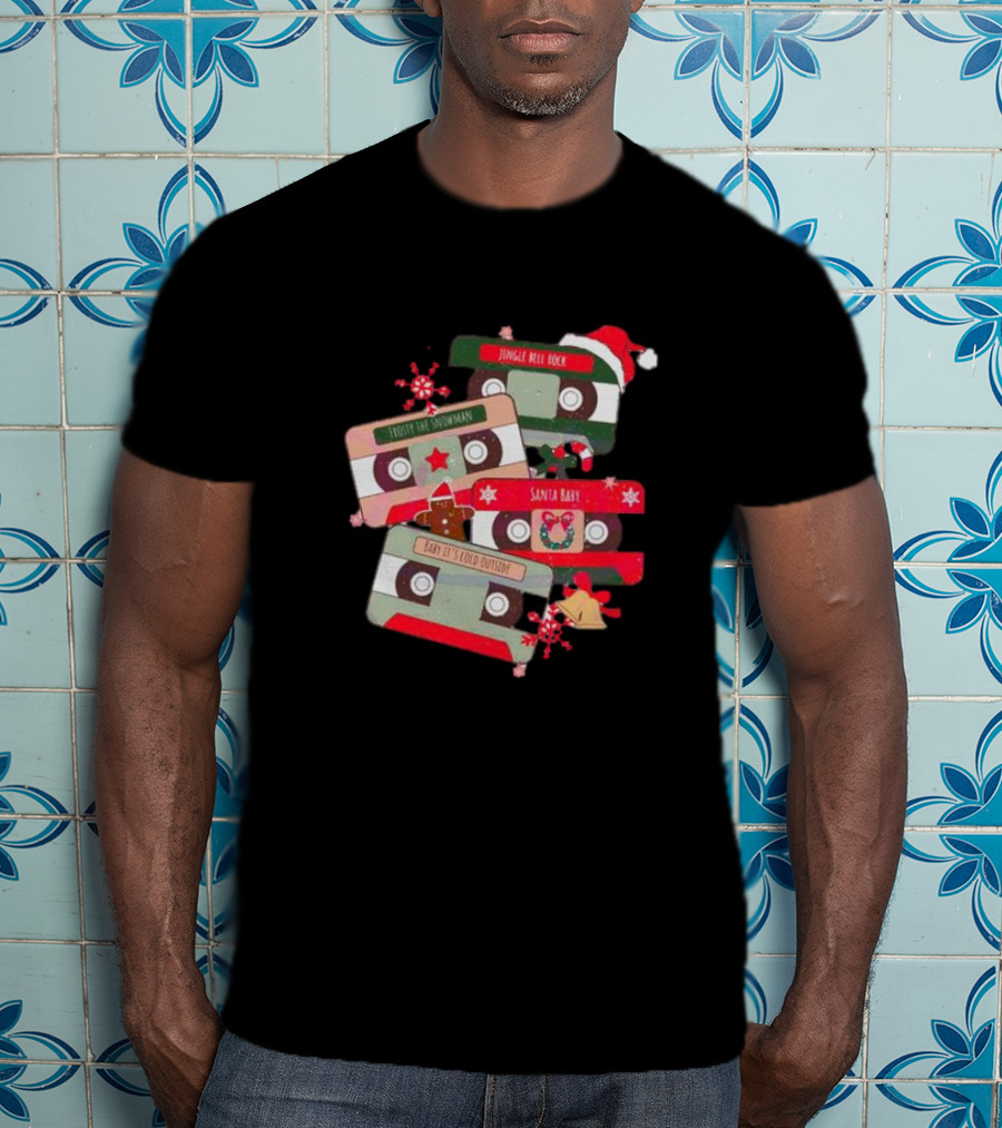 Jingle Bell Rock Santa Baby Frosty The Snowman Vintage Christmas Music Cassettes T-Shirt