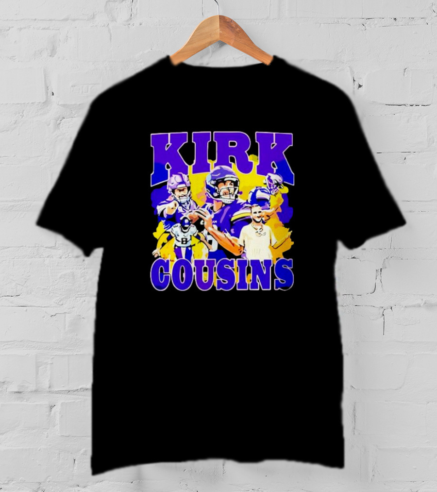 Kirk Cousins Vikings Football Player Collage Purple And Yellow T-Shirt