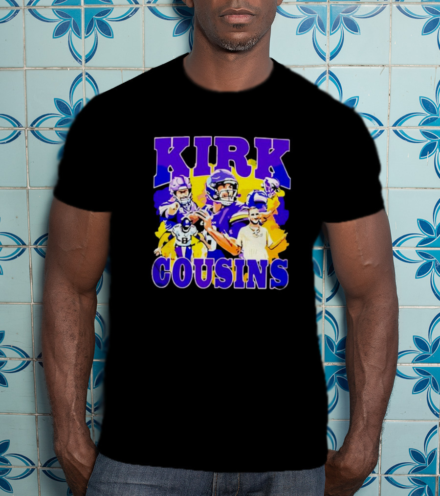 Kirk Cousins Vikings Football Player Collage Purple And Yellow T-Shirt