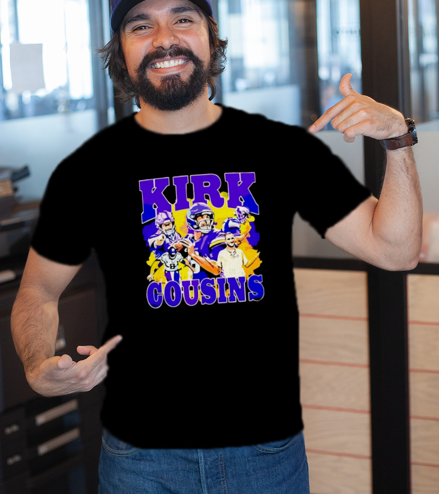 Kirk Cousins Vikings Football Player Collage Purple And Yellow T-Shirt