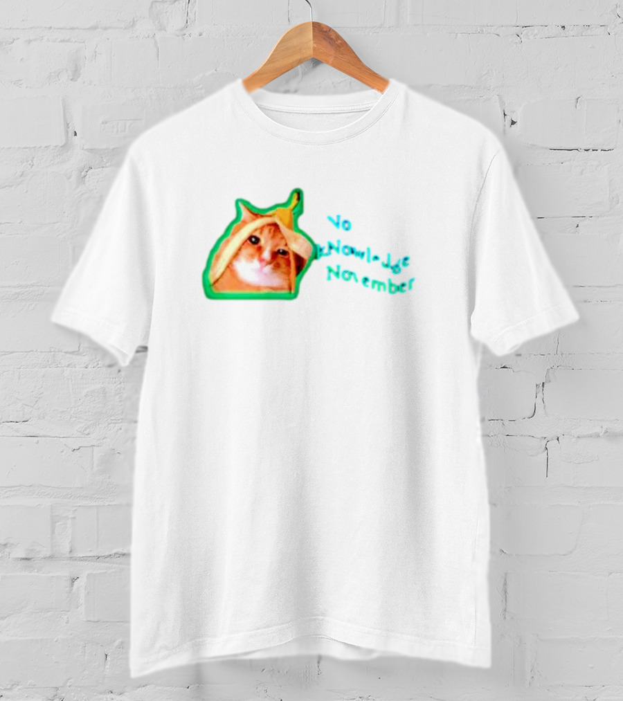 No KNowledge November Cat Banana Meme T-Shirt