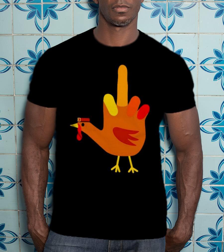 Thanksgiving Middle Finger Turkey Humor Hand Bird T-Shirt