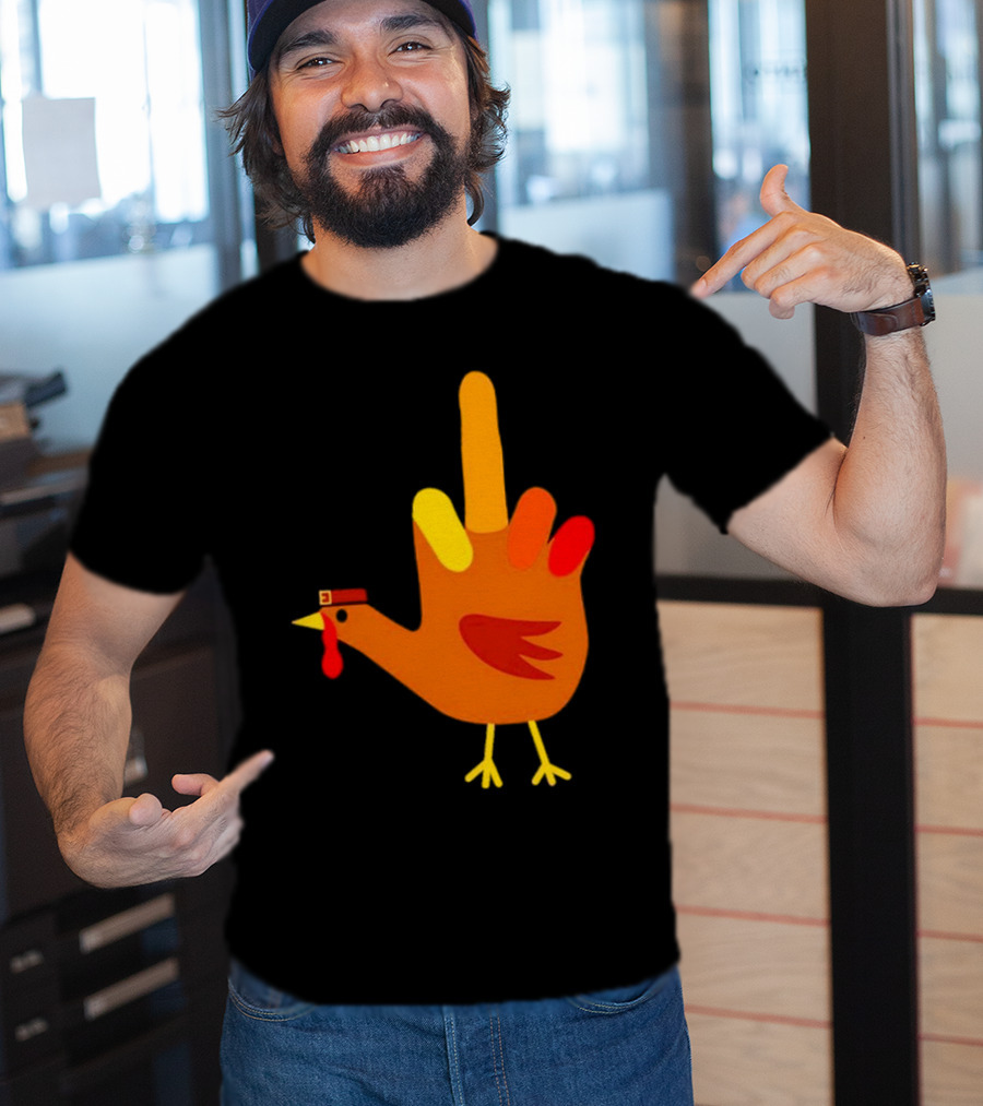 Thanksgiving Middle Finger Turkey Humor Hand Bird T-Shirt