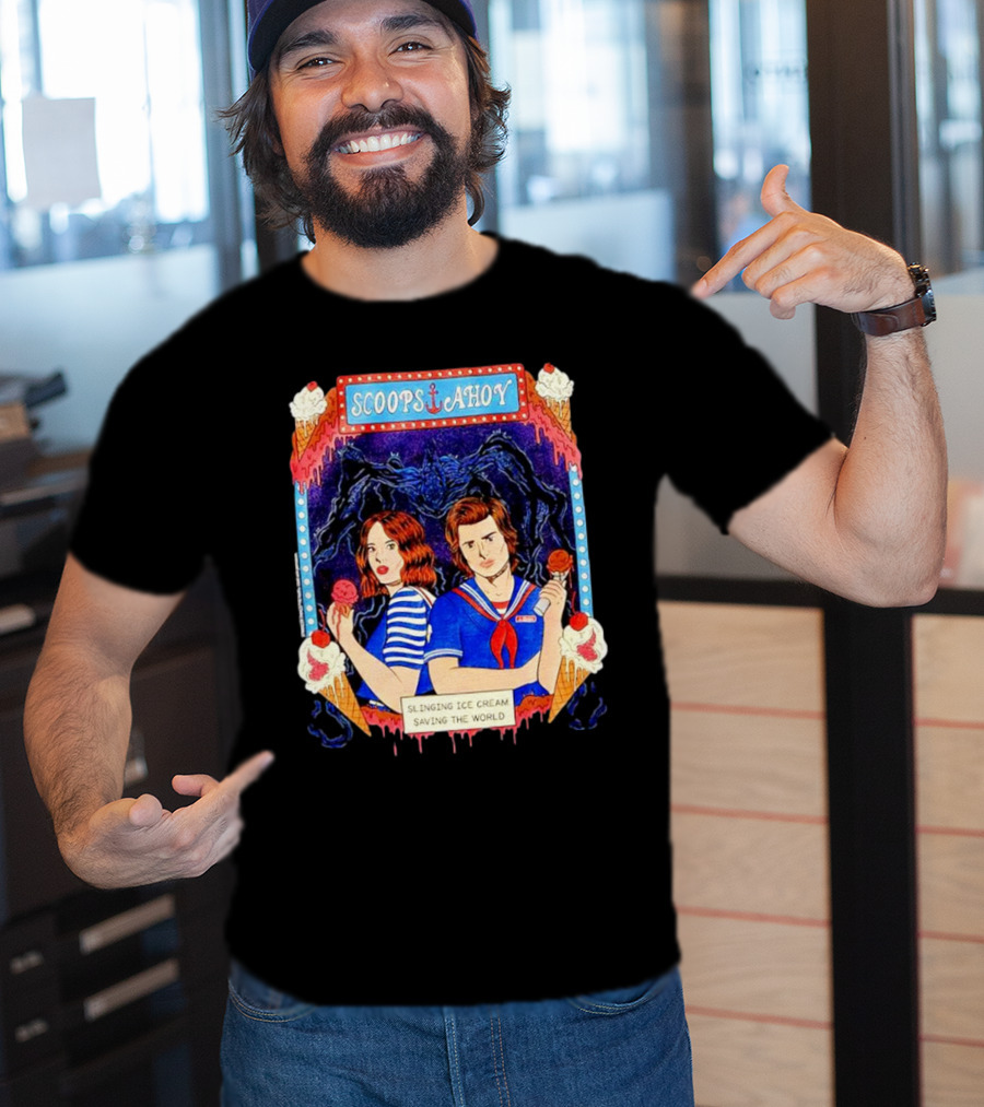 Scoops Ahoy Slinging Ice Cream Saving The World Stranger Things Duo Vintage T-Shirt