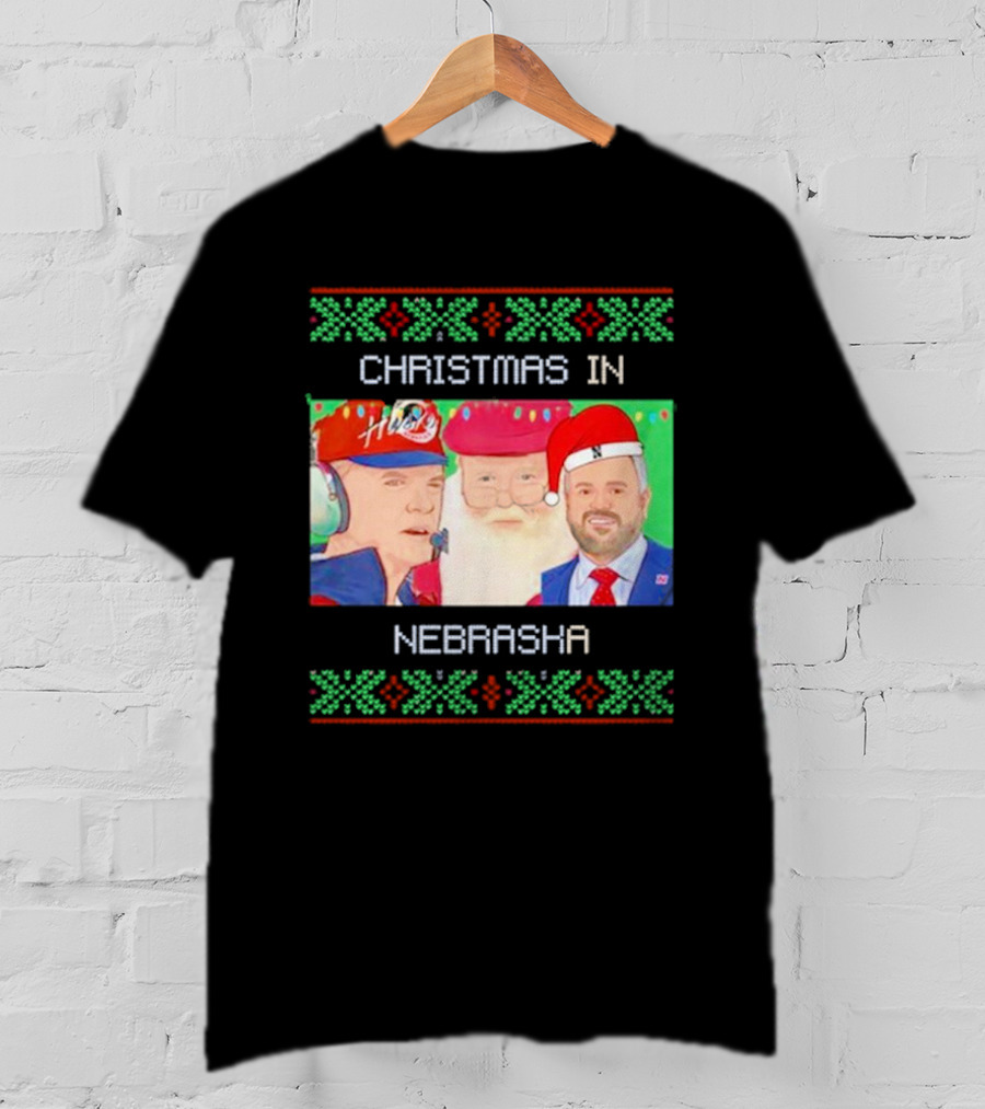 Christmas IN Nebraska Huskers Santa Coach Holiday T-Shirt