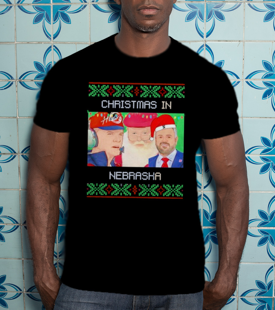 Christmas IN Nebraska Huskers Santa Coach Holiday T-Shirt