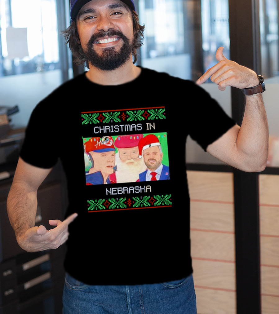 Christmas IN Nebraska Huskers Santa Coach Holiday T-Shirt