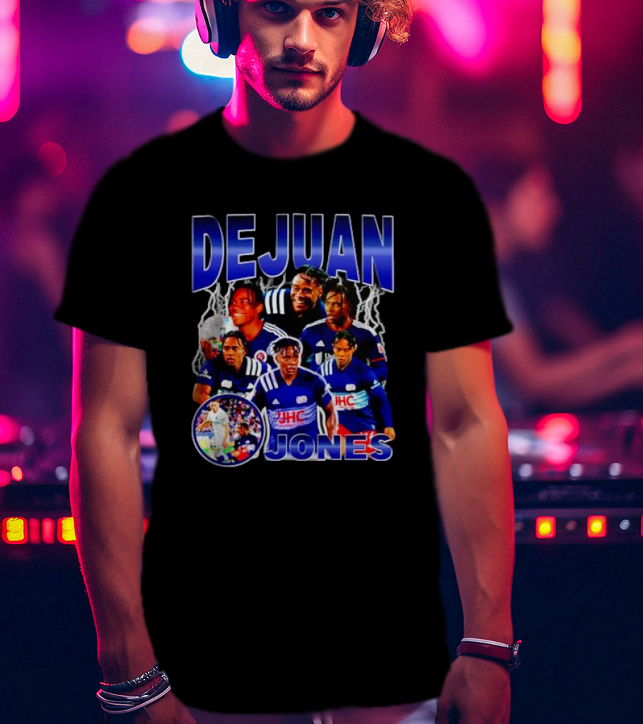 DEJUAN JONES Soccer Bootleg With JHC Logo And Lightning Background T-Shirt