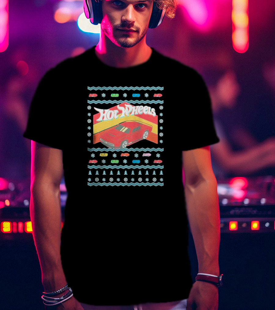 Hot Wheels Holiday Red Car Snowflake T-Shirt