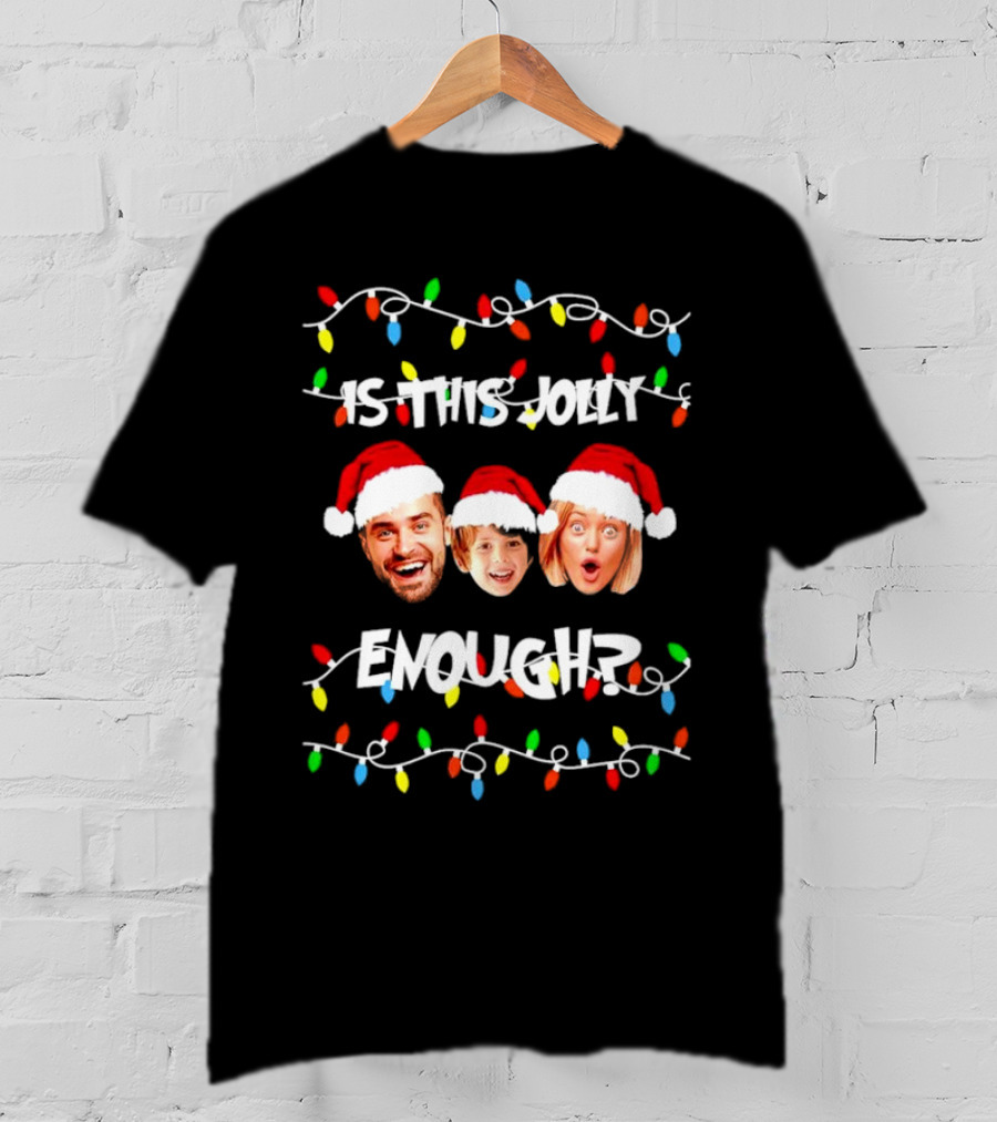 Is This Jolly Enough Custom Family Christmas Lights Holiday Faces T-Shirt