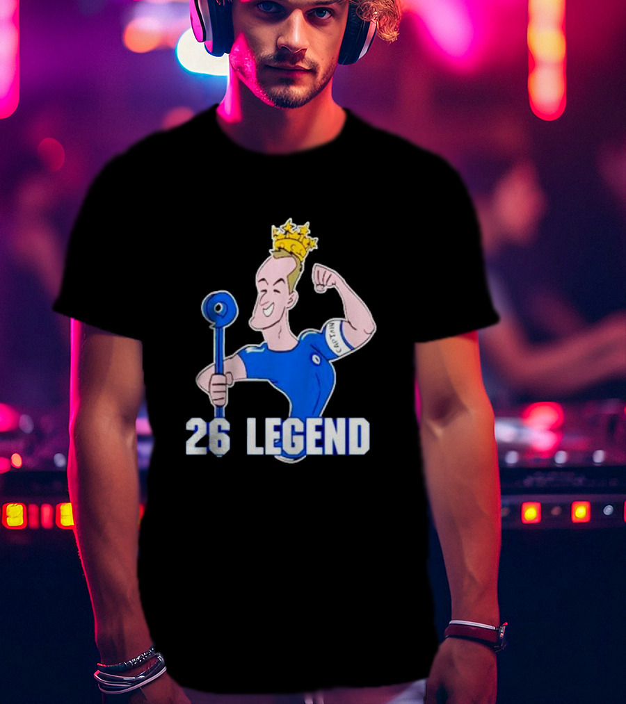 26 Legend Cartoon Crowned Football Captain T-Shirt