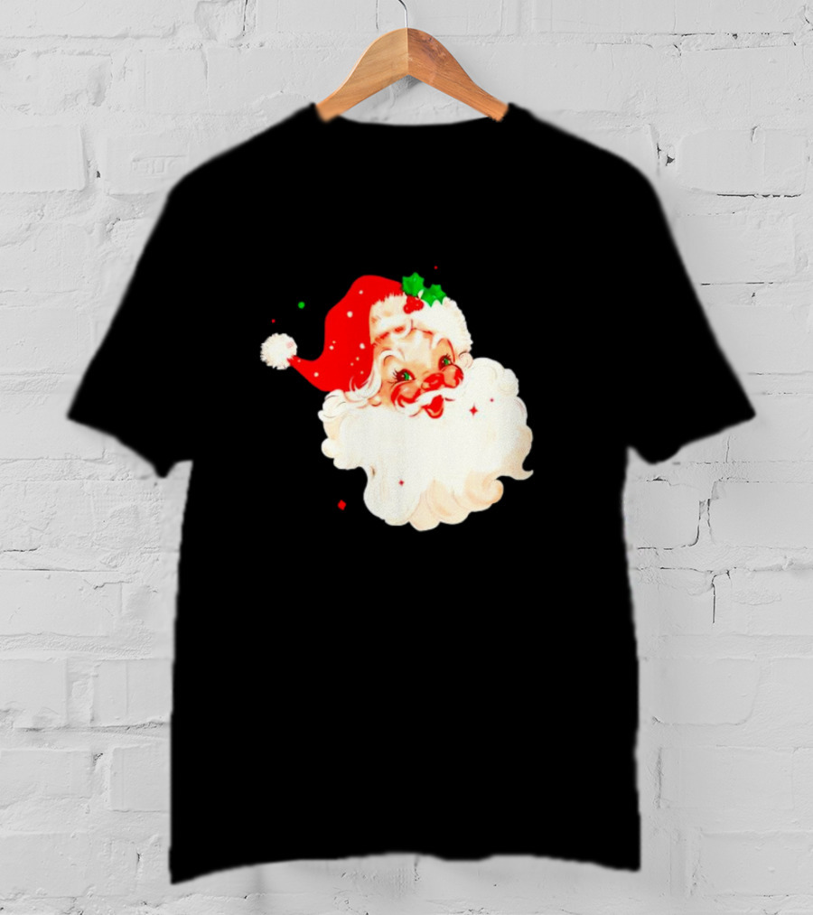 Santa Christmas Vintage Retro Style Holly Berries T-Shirt