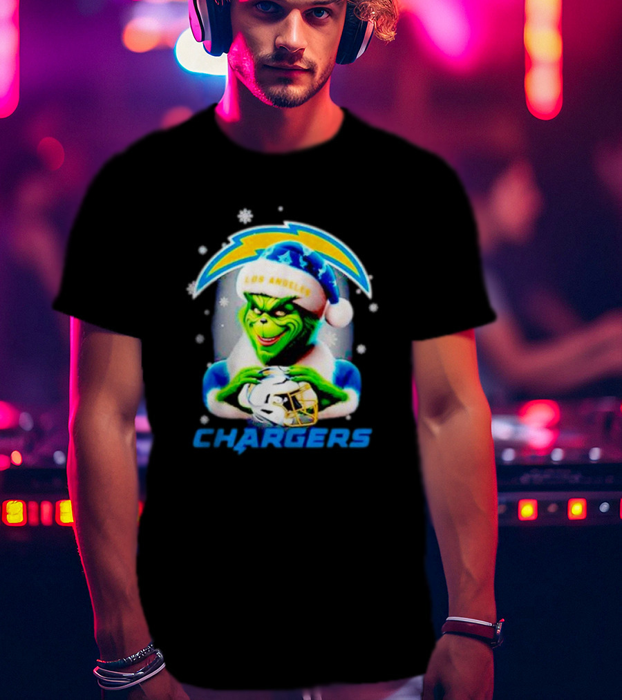 The Grinch Santa Los Angeles Chargers Christmas Holiday T-Shirt