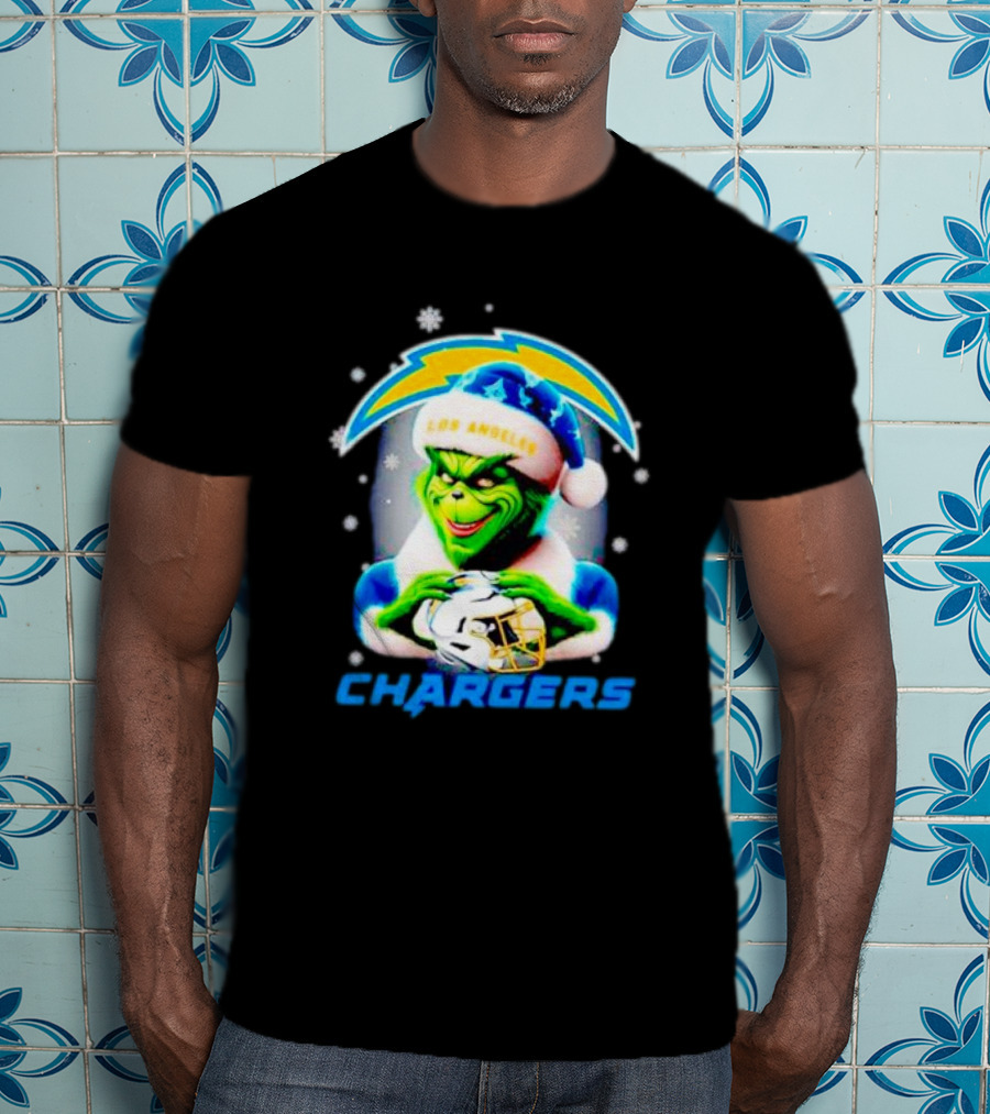 The Grinch Santa Los Angeles Chargers Christmas Holiday T-Shirt