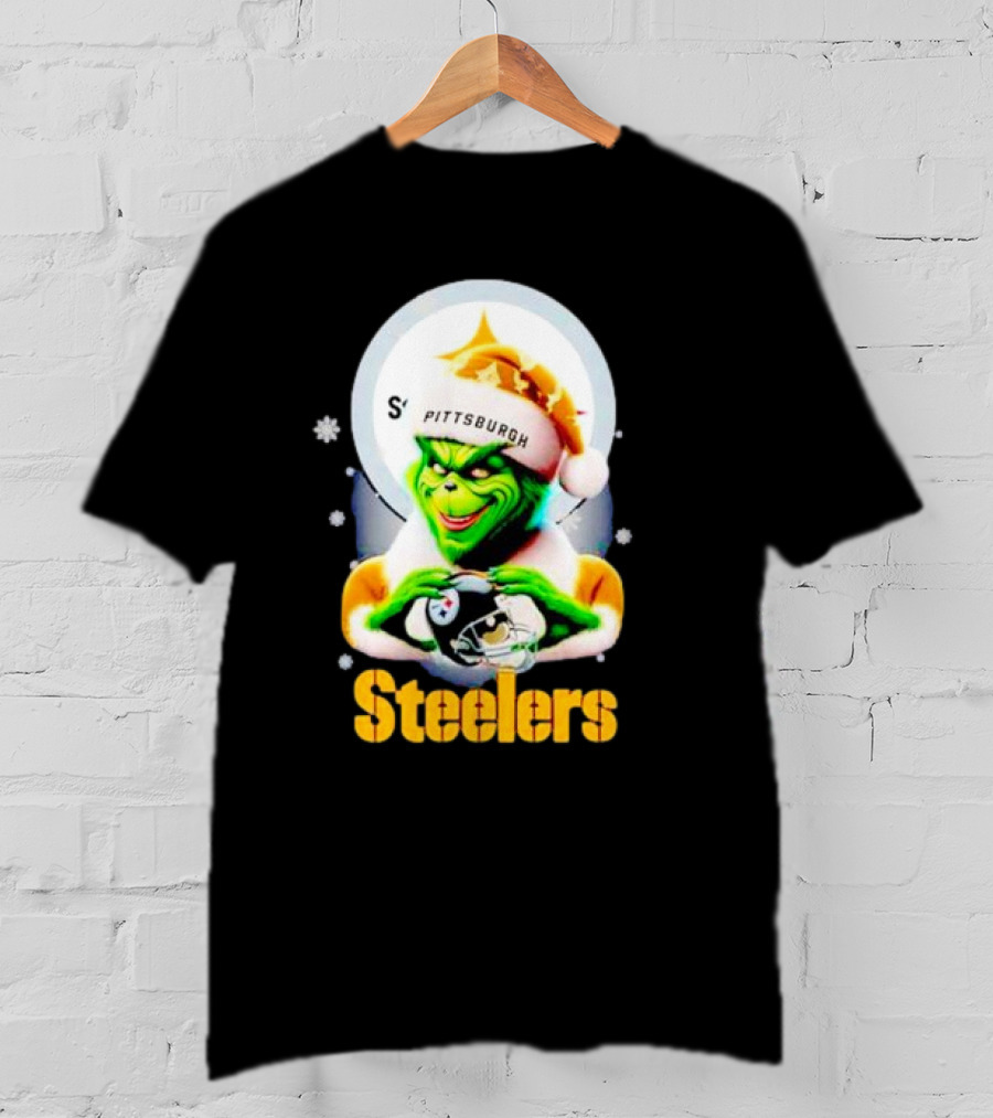 The Grinch Santa Steelers Christmas Pittsburgh Football Fan T-Shirt