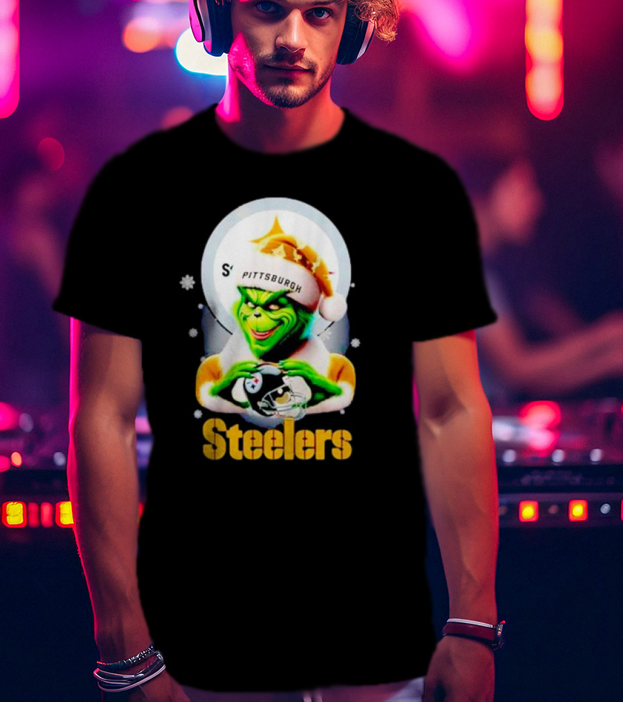 The Grinch Santa Steelers Christmas Pittsburgh Football Fan T-Shirt