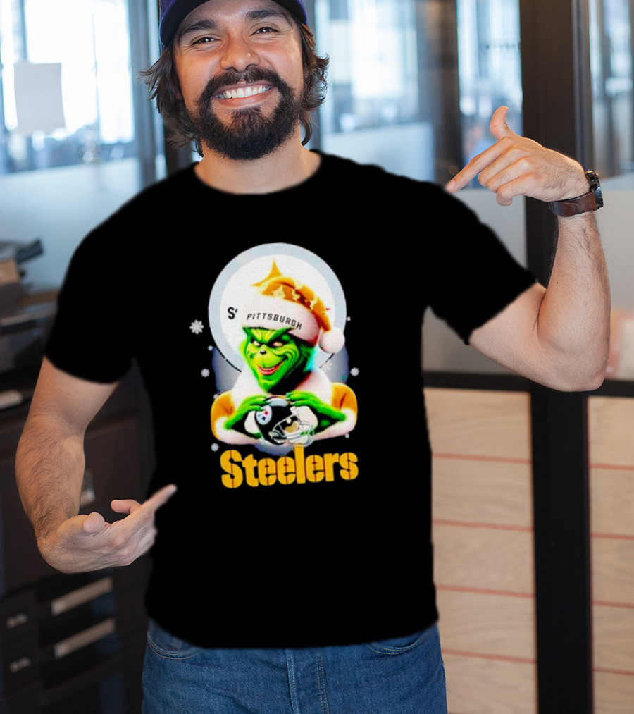 The Grinch Santa Steelers Christmas Pittsburgh Football Fan T-Shirt