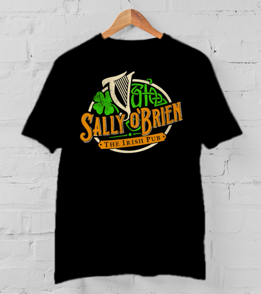 Sally O'Brien Irish Pub Clover Celtic Harp Versengold T-Shirt