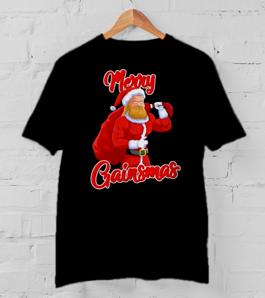Merry Gainsmas Fitness Santa Bodybuilder T-Shirt