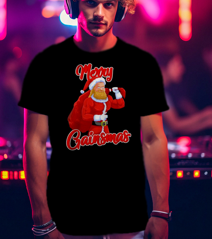 Merry Gainsmas Fitness Santa Bodybuilder T-Shirt