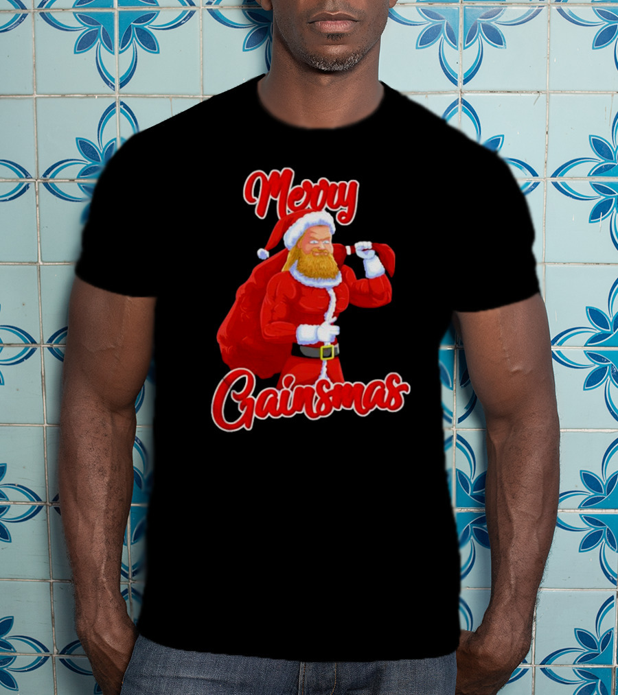 Merry Gainsmas Fitness Santa Bodybuilder T-Shirt