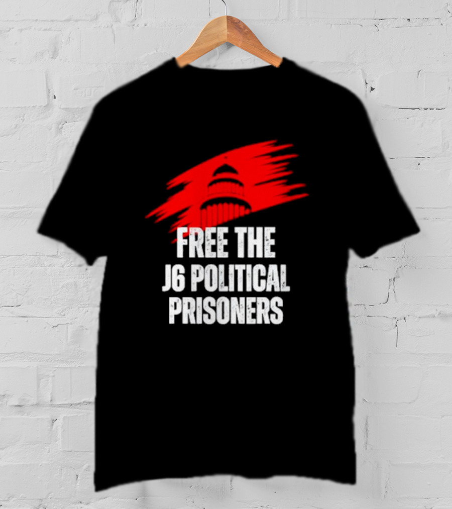 Free The J6 Political Prisoners Capitol Building Red Brushstroke T-Shirt