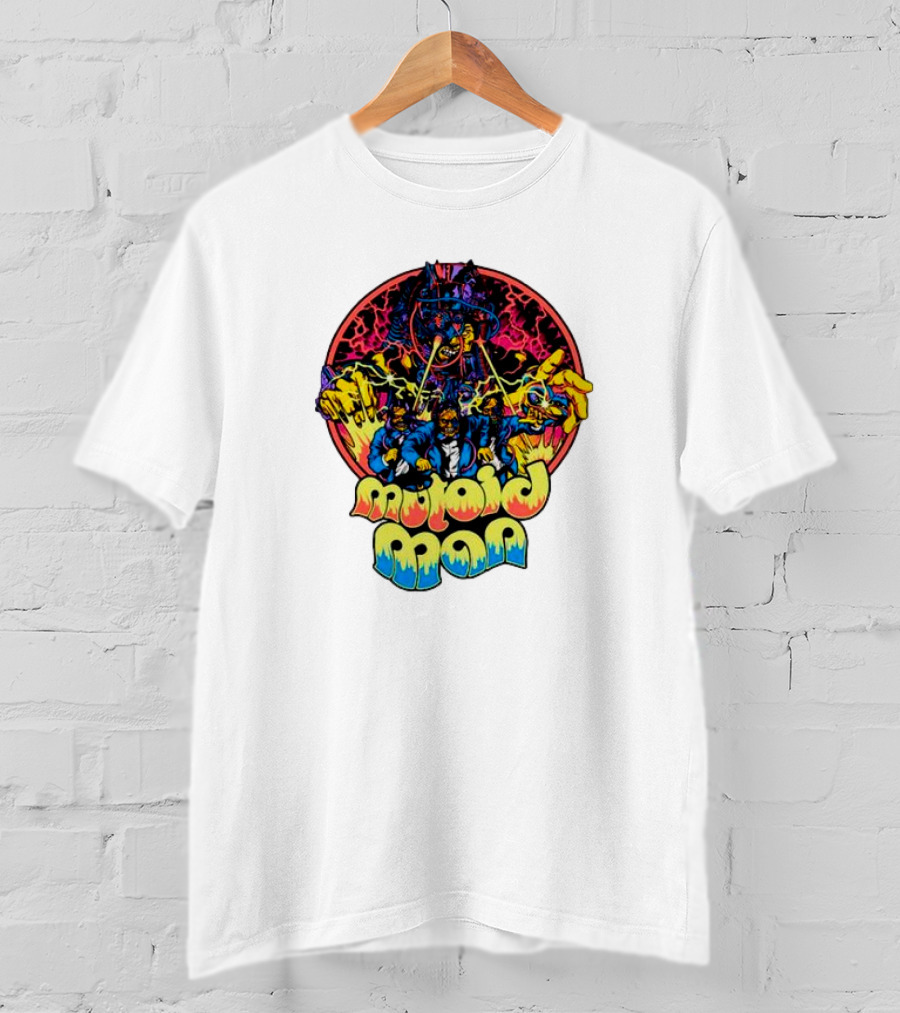 Mutoid Man CoTV Psychedelic Comic Style Superheroes With Lightning And Fiery Hands T-Shirt