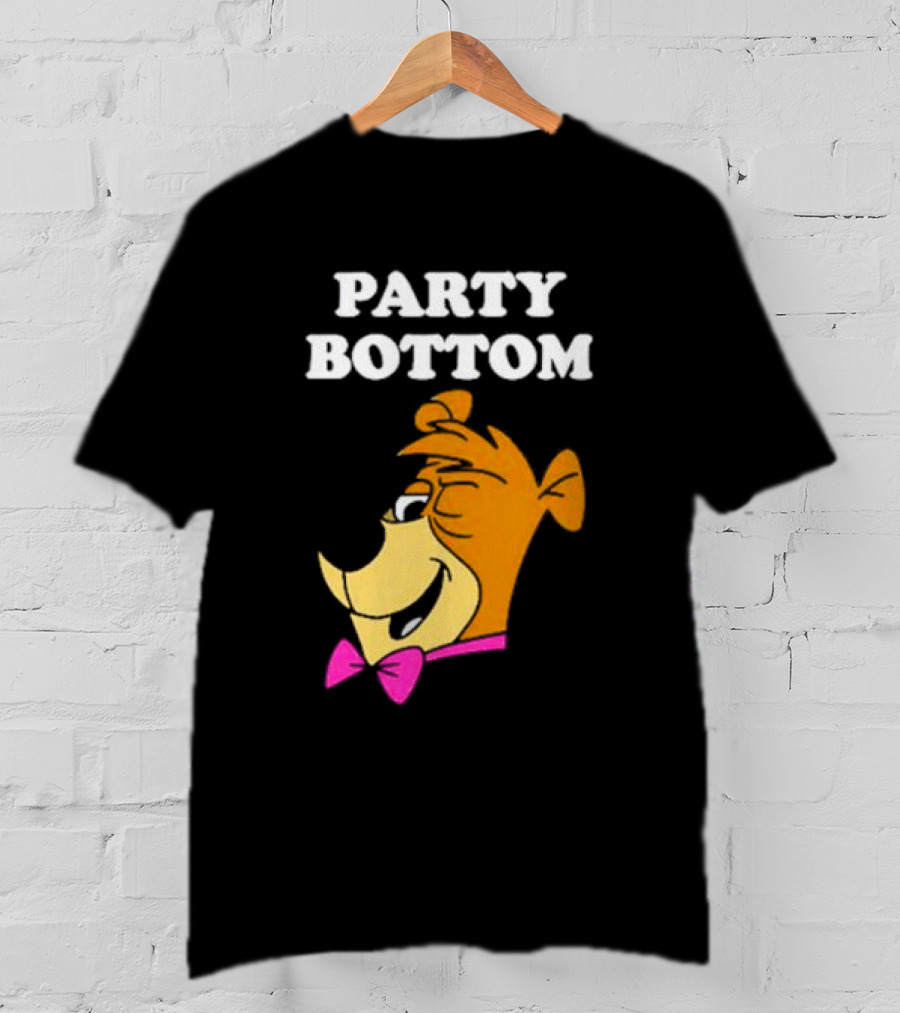 Yogi Bear Party Bottom Fun Cartoon Character With Pink Bow Tie T-Shirt