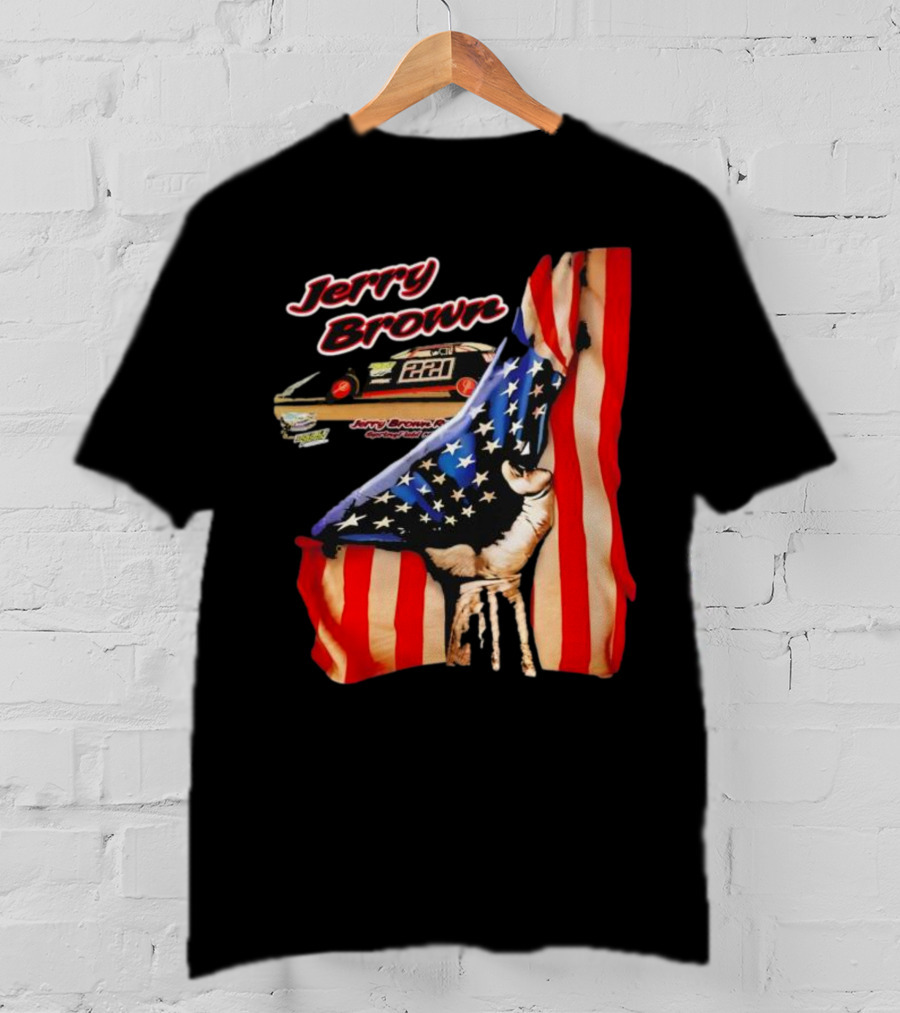 Jerry Brown Blood Inside Me American Flag Race Car 88 T-Shirt